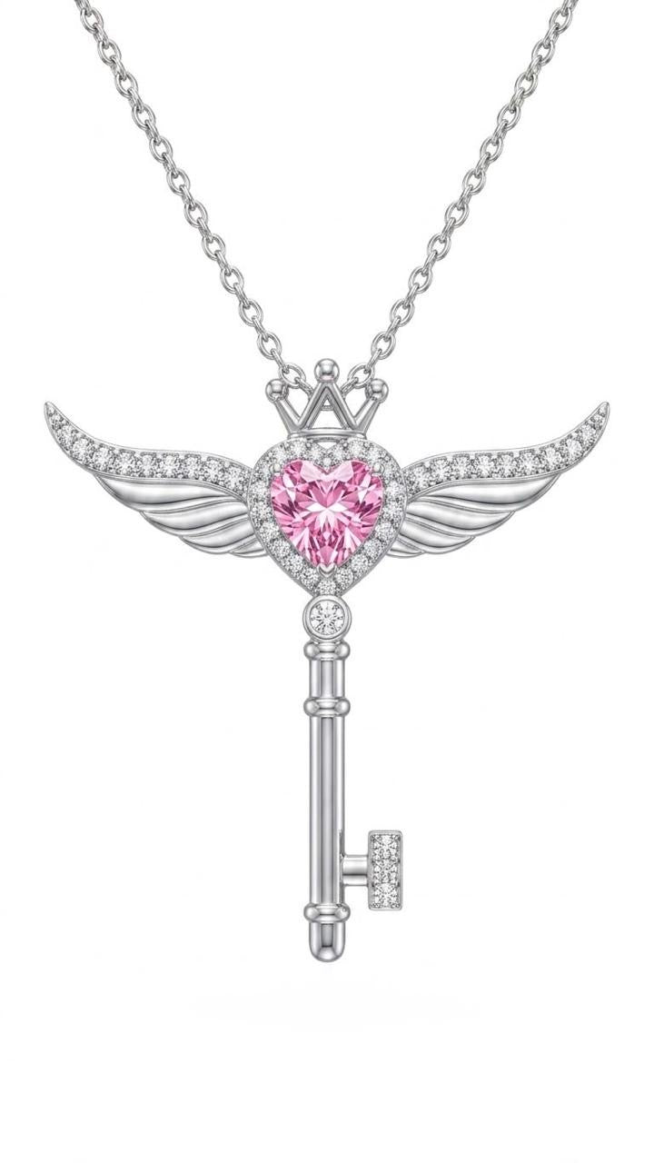 Heart key necklace