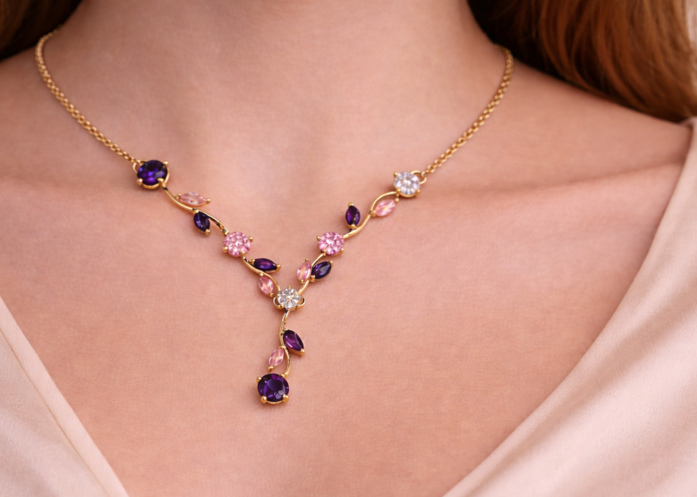 Pink and Purple Tulip Necklace