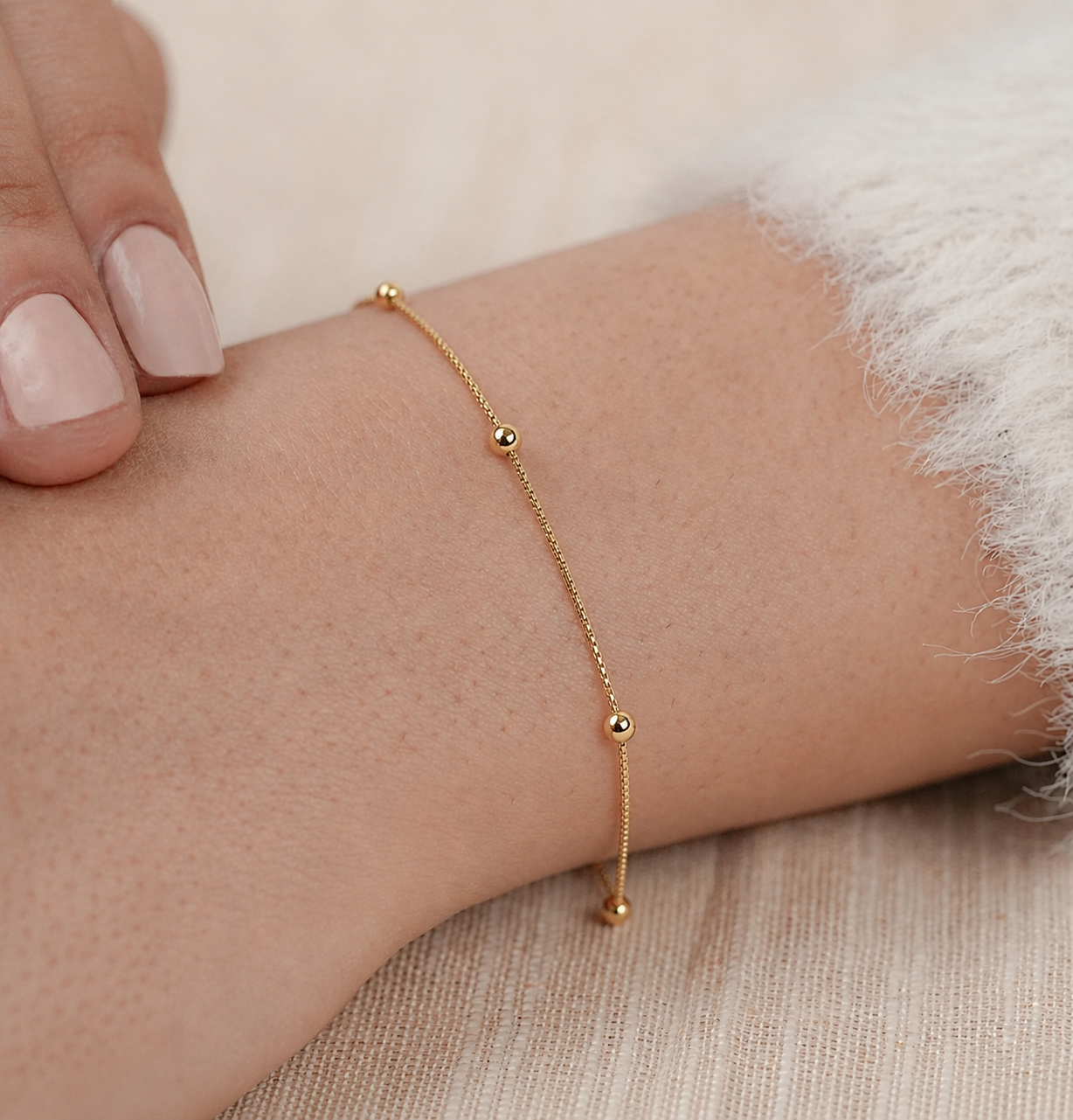 gold beaded bracelet