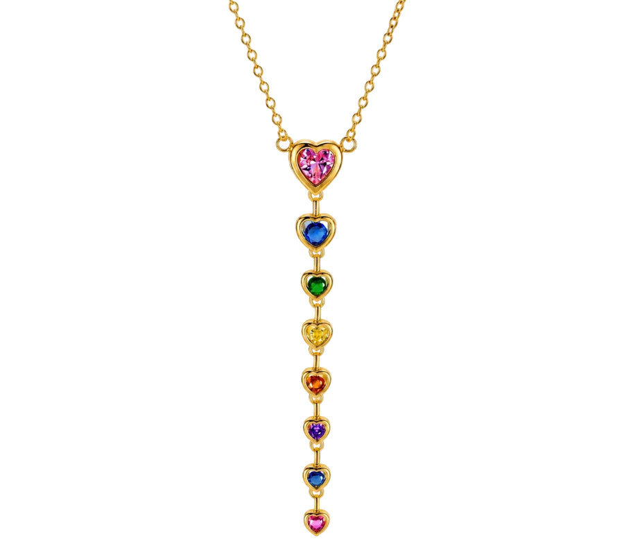 Multi-Coloured Heart Drop Necklace