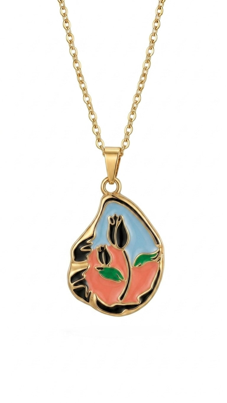 flower mosiac necklace