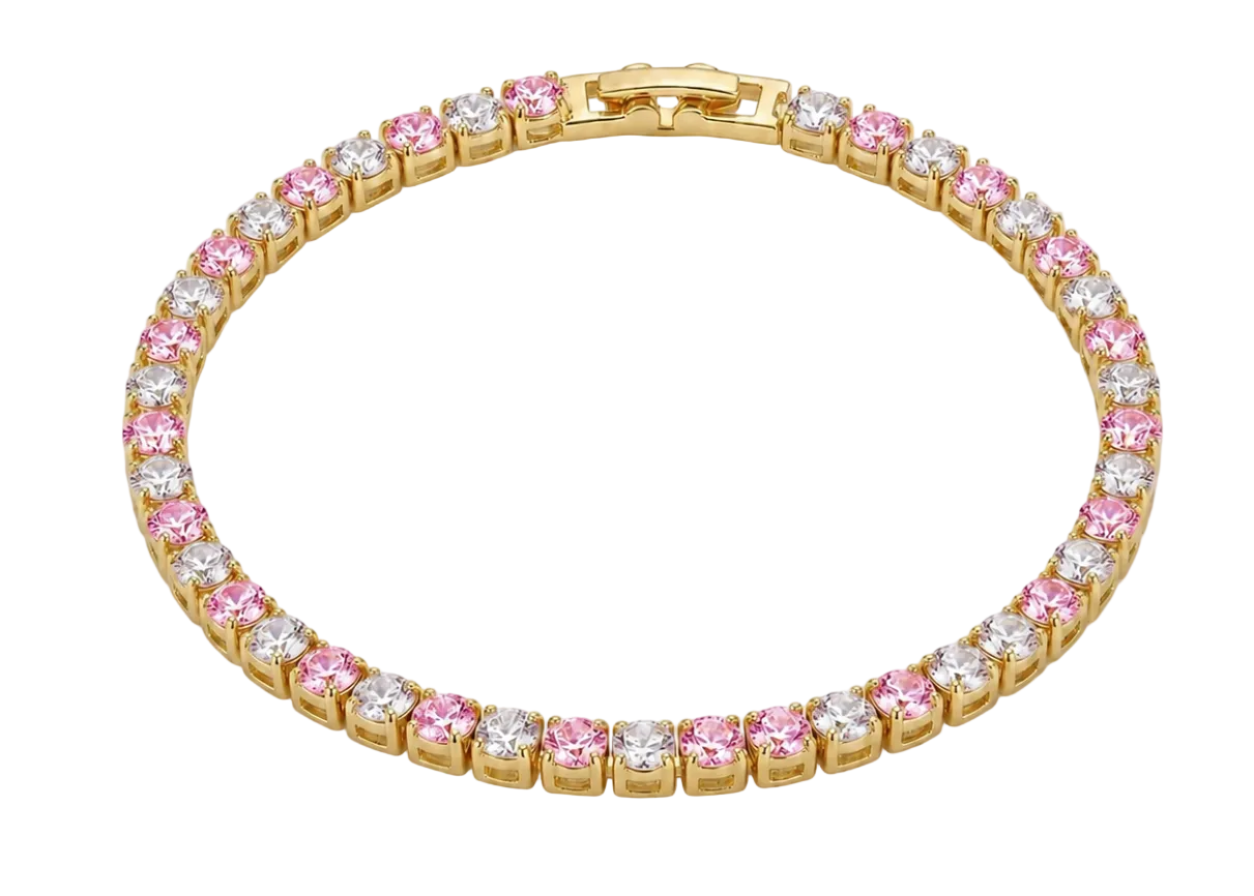 Tennis Bracelet - Pink & Crystal