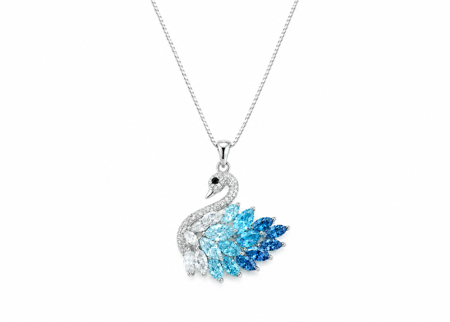 Swan Necklace - Silver & Blue