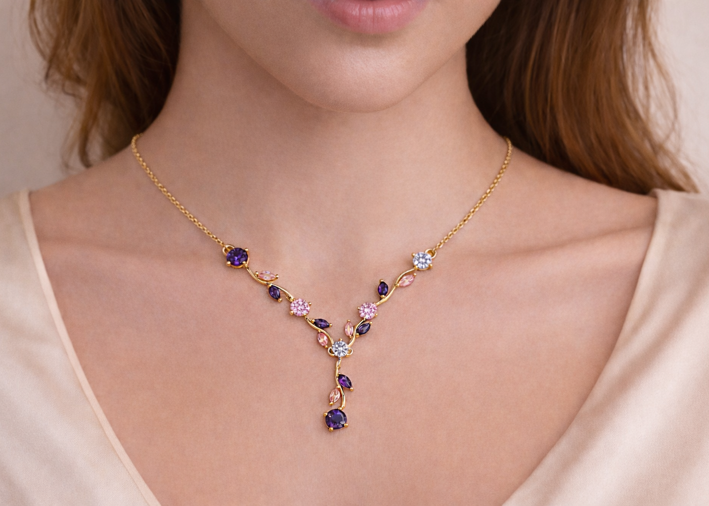 Pink and Purple Tulip Necklace