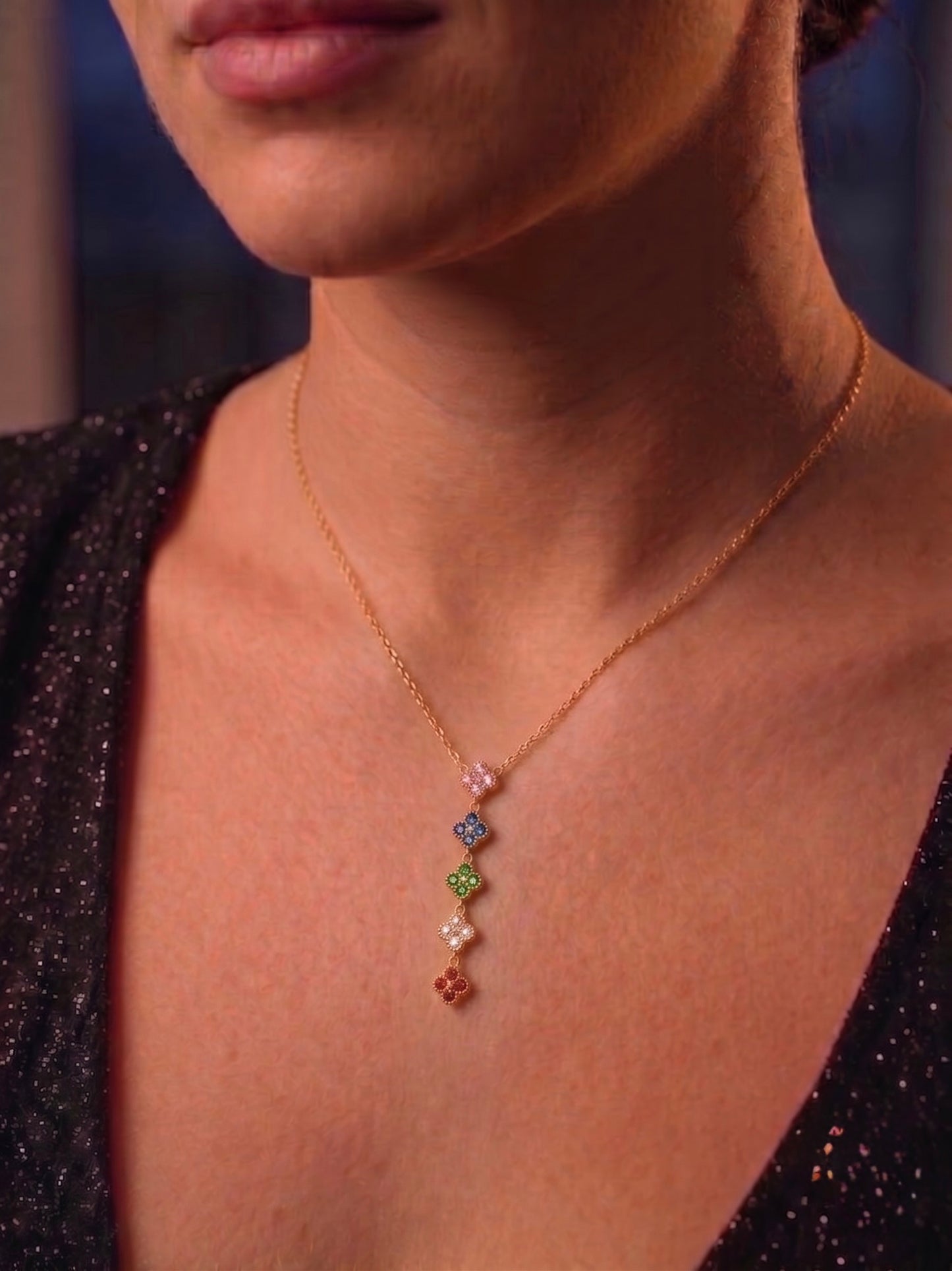 multi-clover drop necklace