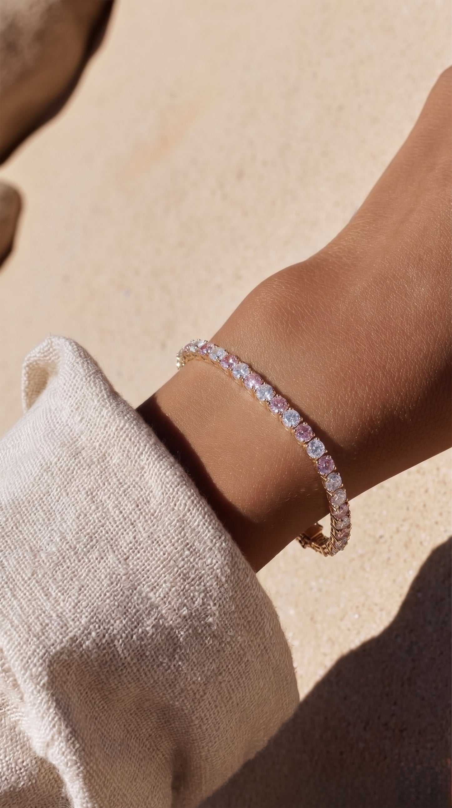 Tennis Bracelet - Pink & Crystal
