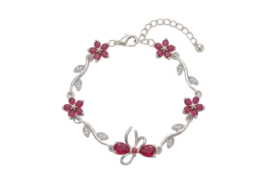 silver-red RIBBON BRACELET