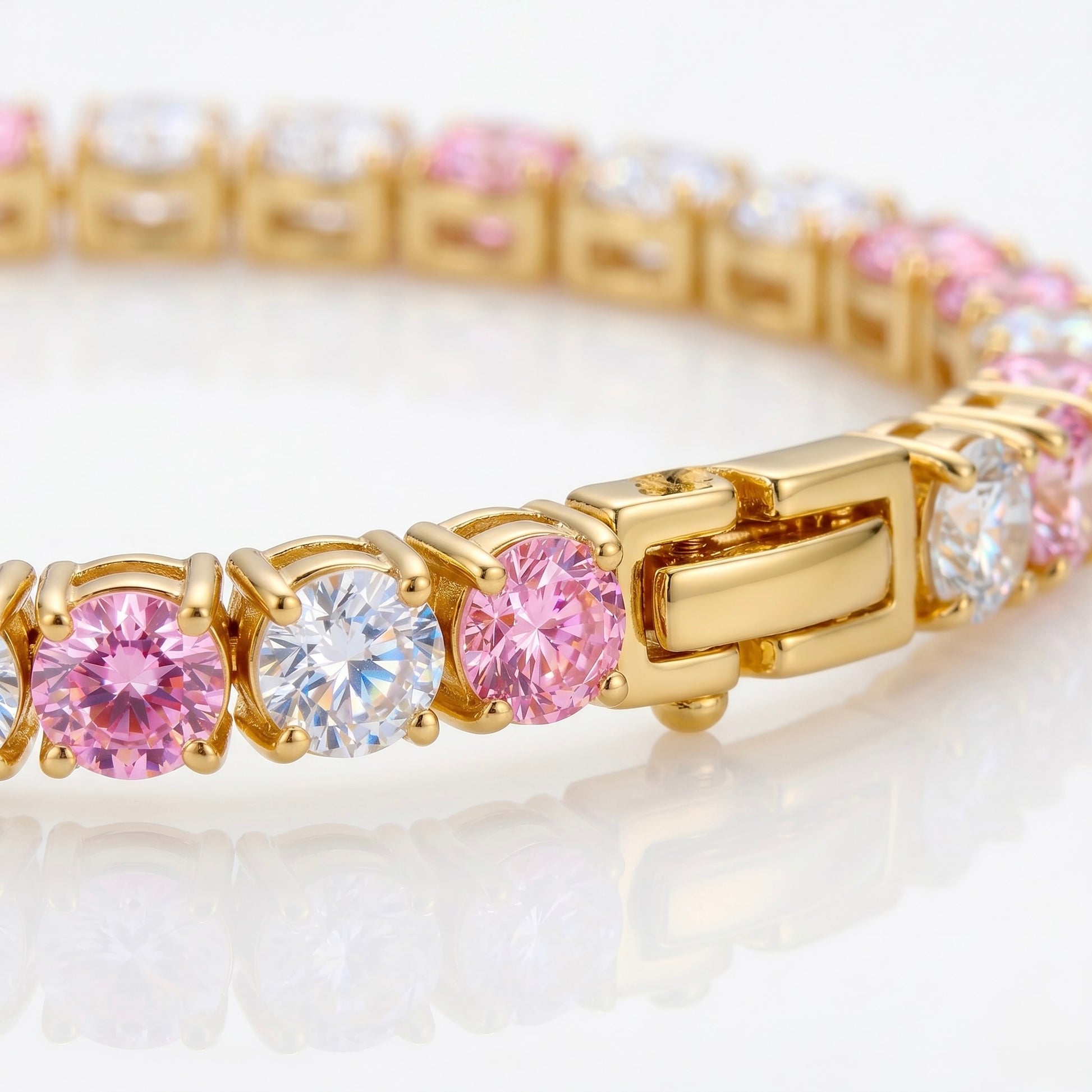 Tennis Bracelet - Pink & Crystal