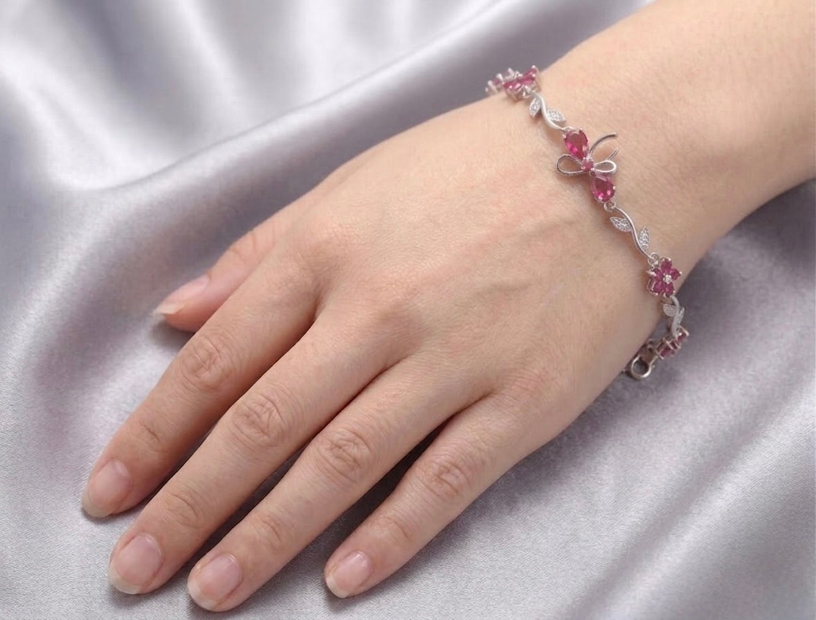 Ribbon Bracelet - Silver & Red