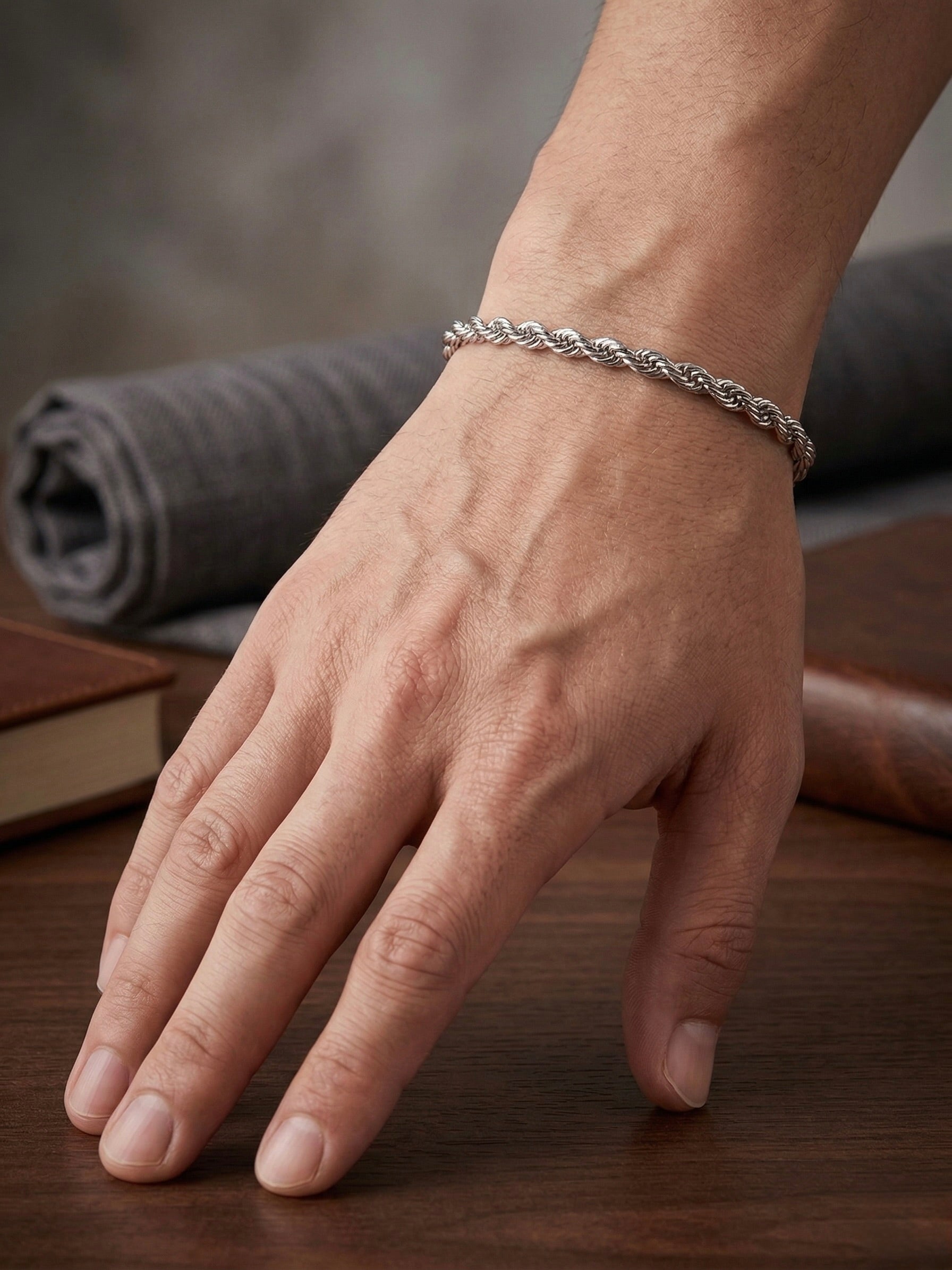 Twisted Rope Bracelet - Silver