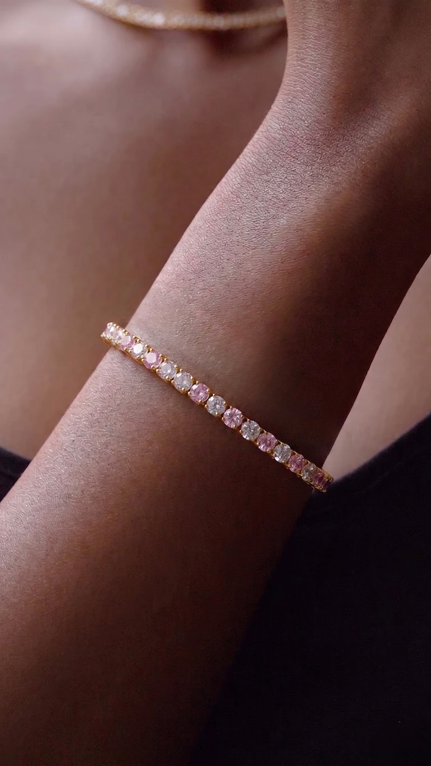 Tennis Bracelet - Pink & Crystal