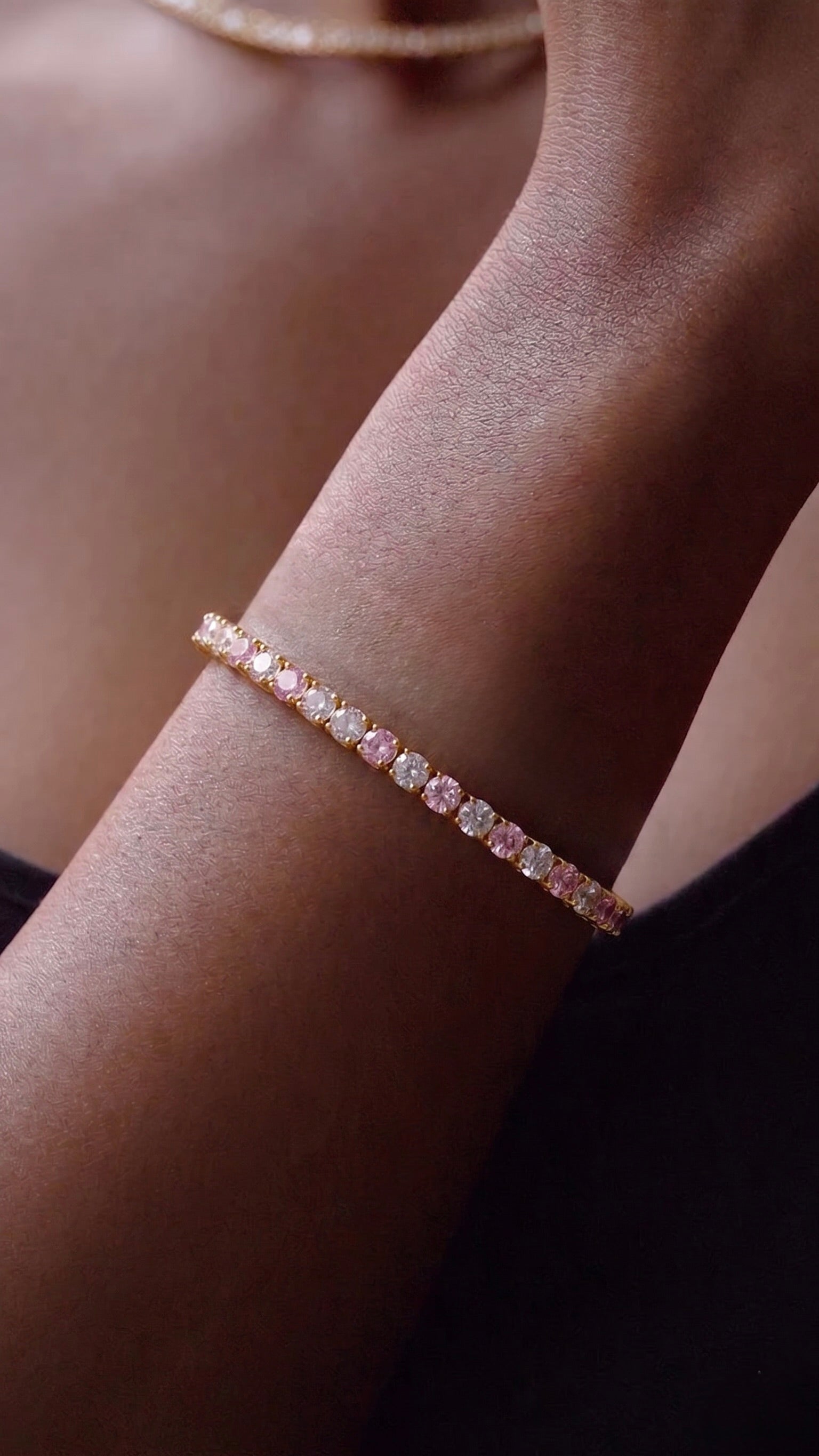 Tennis Bracelet - Pink & Crystal