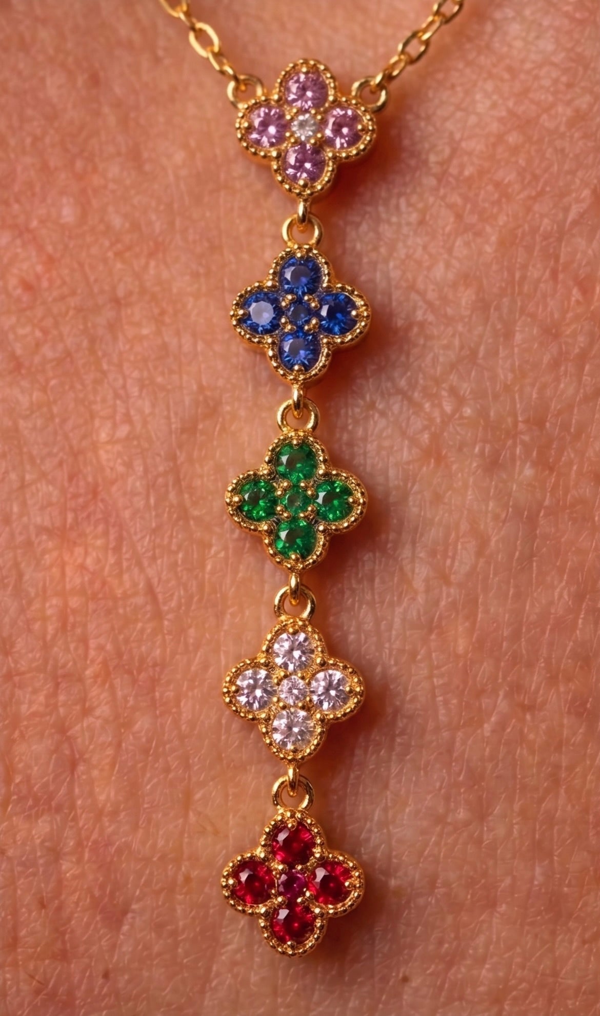 multi-clover drop necklace