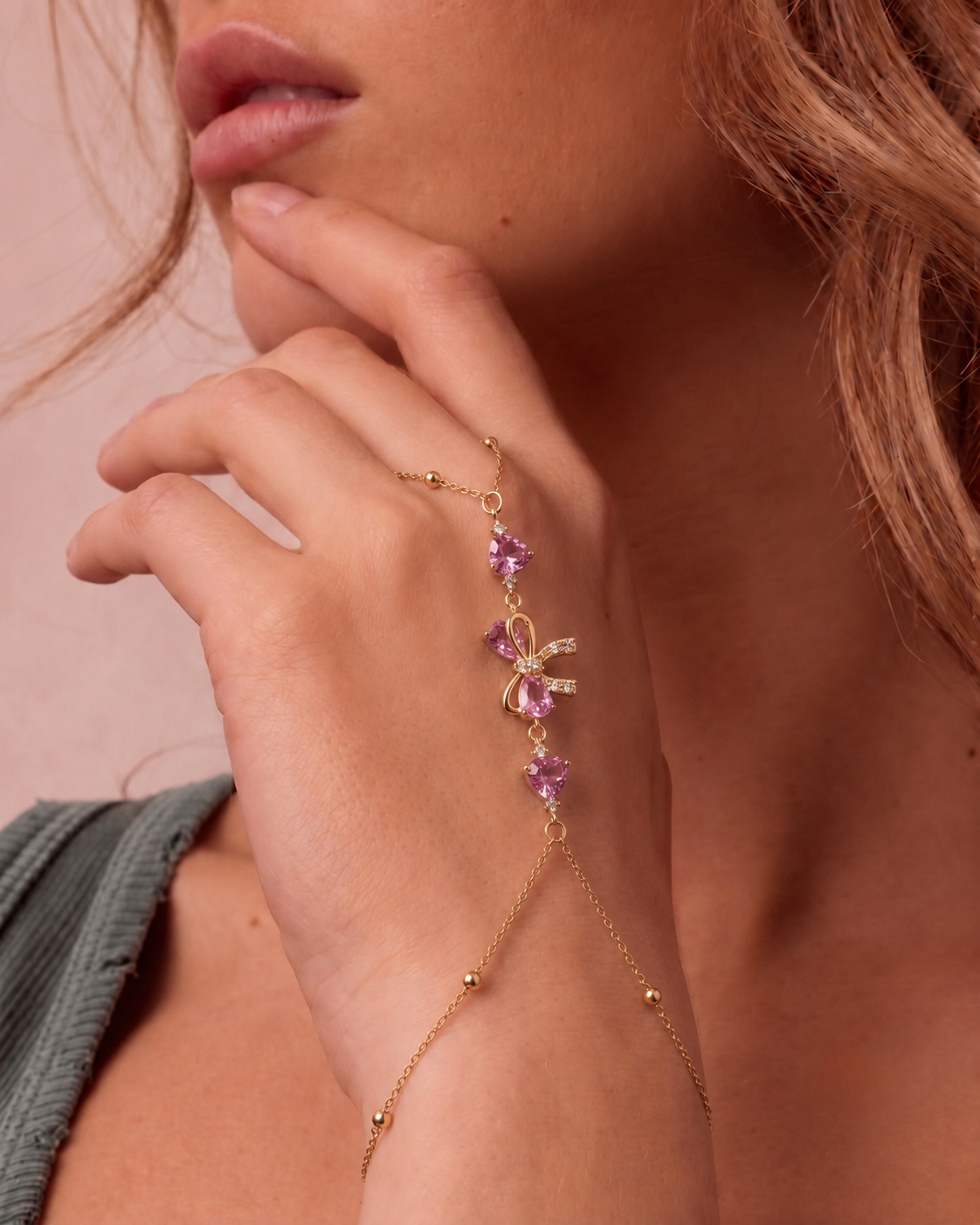 ribbon hand chain bracelet