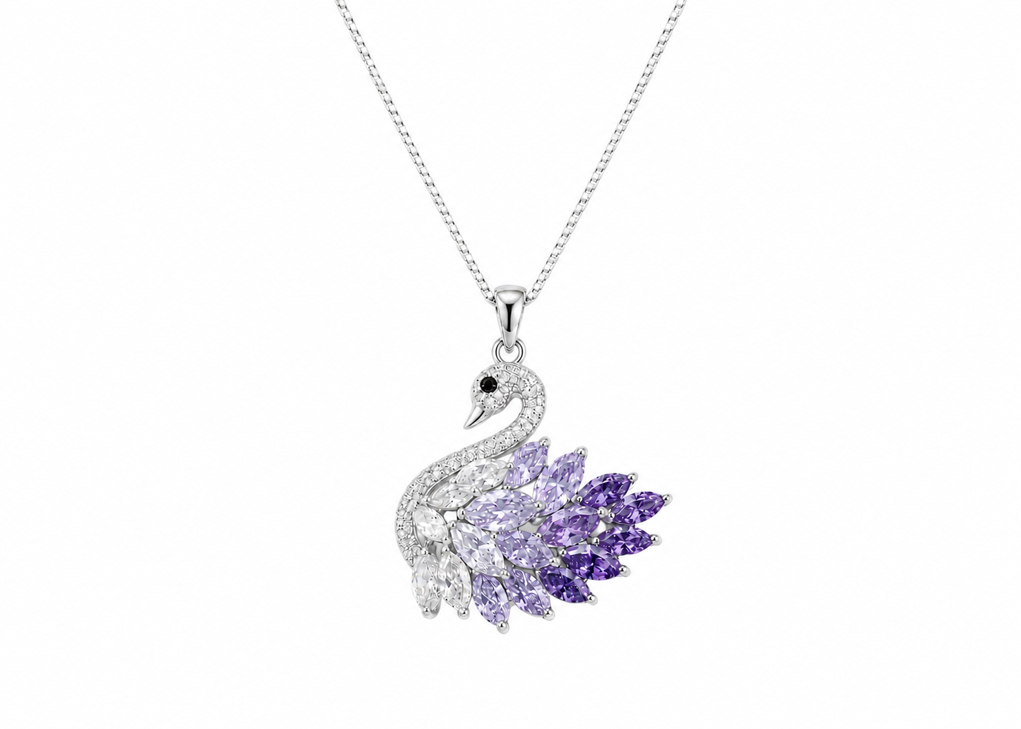 Swan Necklace - Silver & Purple