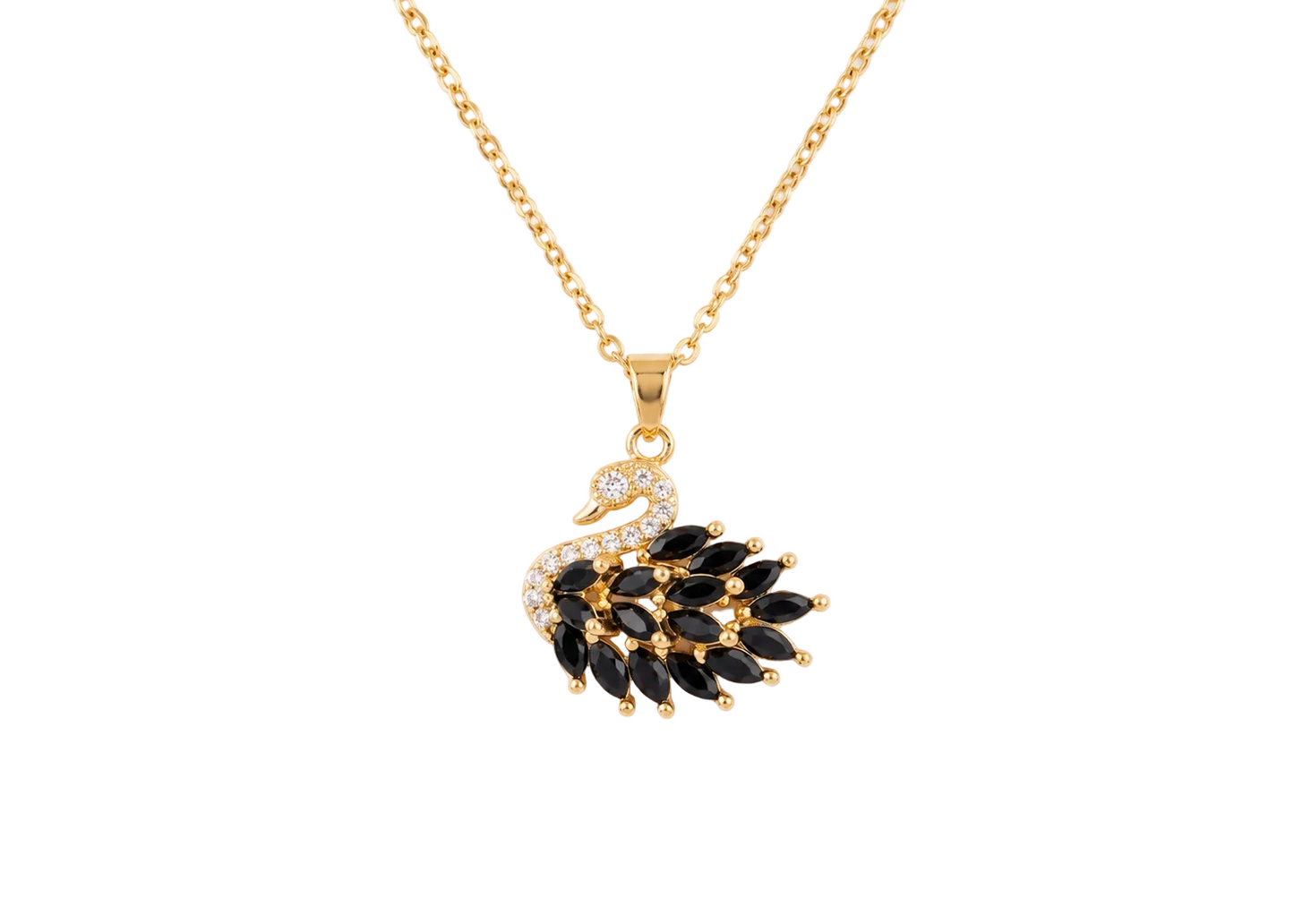 Swan Necklace - Gold & Black